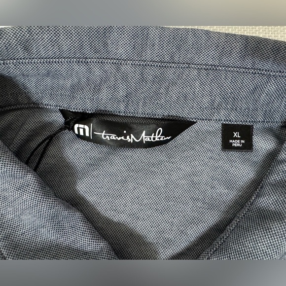 Travis Matthew Oceanside Polo Shirt Blue Nights Heather Size XL NWT Company Logo - Picture 5 of 13